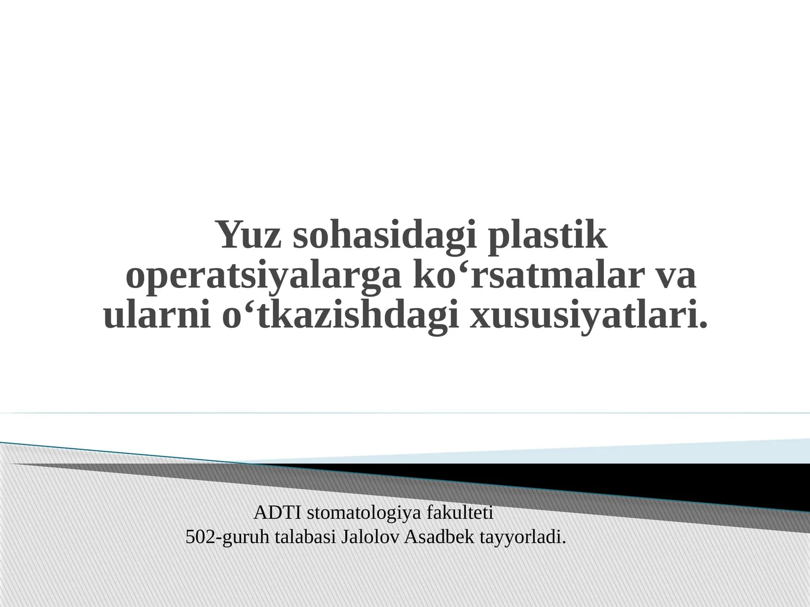 Plastik jarrohlikning turlari