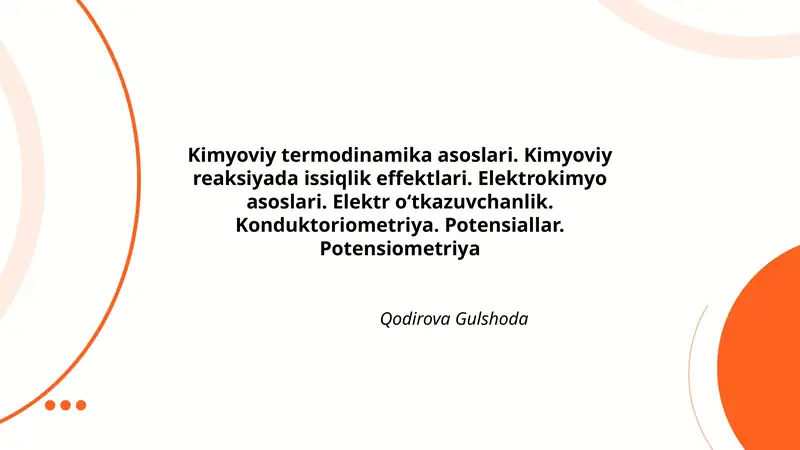 Kimyoviy termodinamika asoslari
