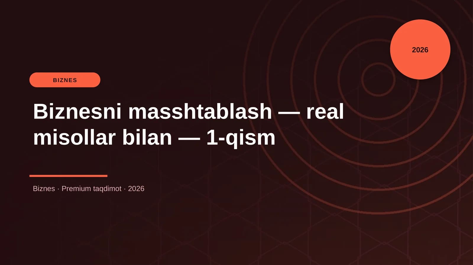 Biznesni masshtablash — real misollar bilan — 1-qism
