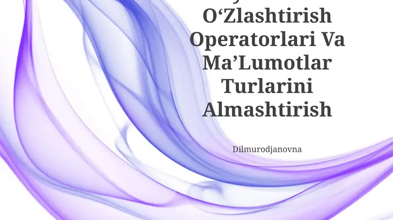 Python OʻZlashtirish Operatorlari Va MaʼLumotlar Turlarini Almashtirish
