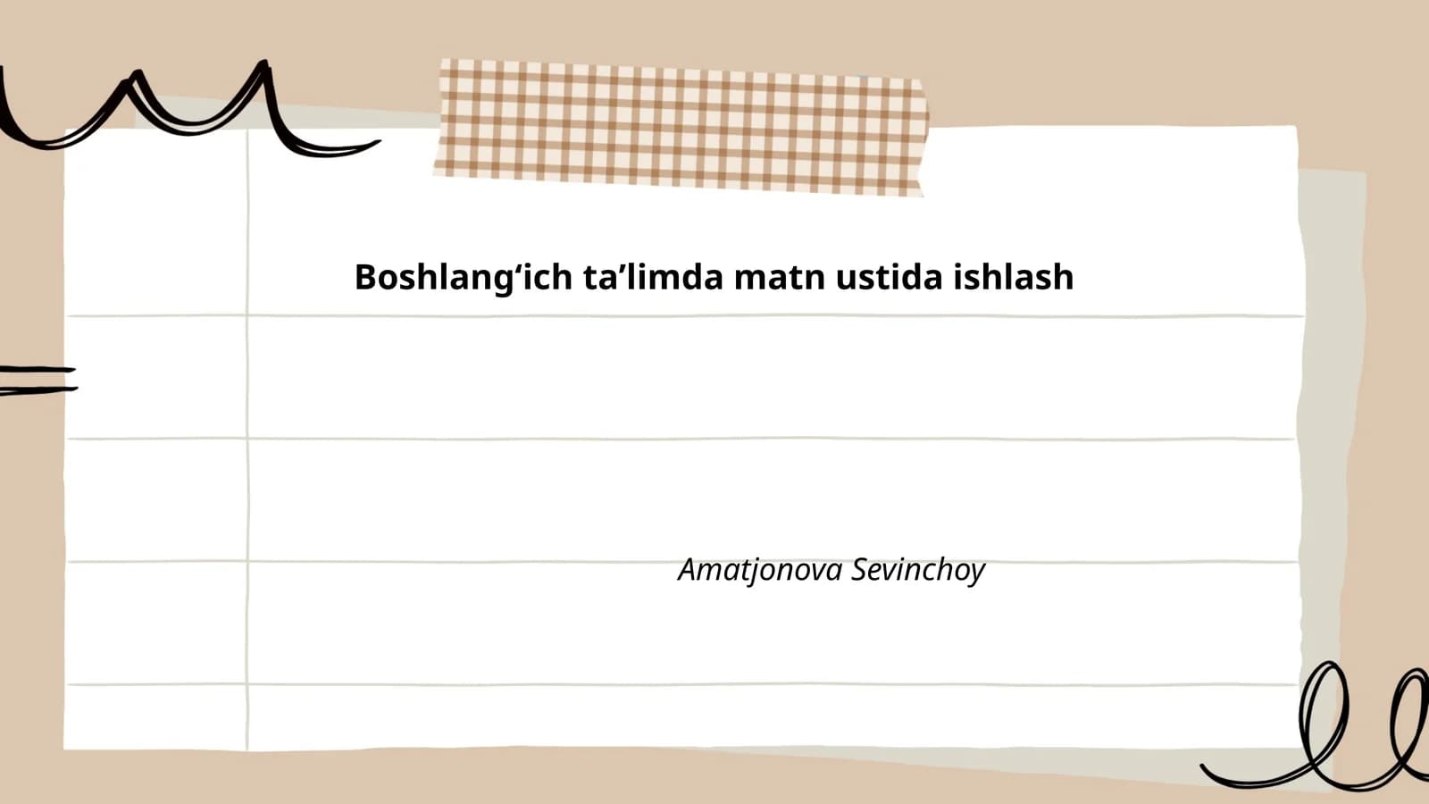 Boshlangʻich taʼlimda matn ustida ishlash