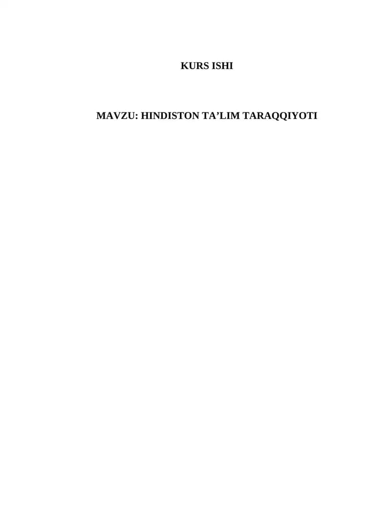 HINDISTON TA’LIM TARAQQIYOTI