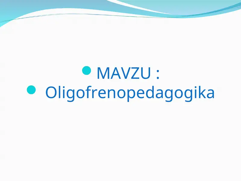 Oligofrenopedagogika