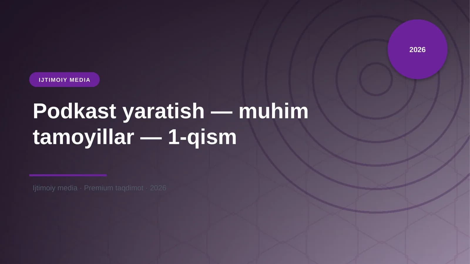 Podkast yaratish — muhim tamoyillar — 1-qism