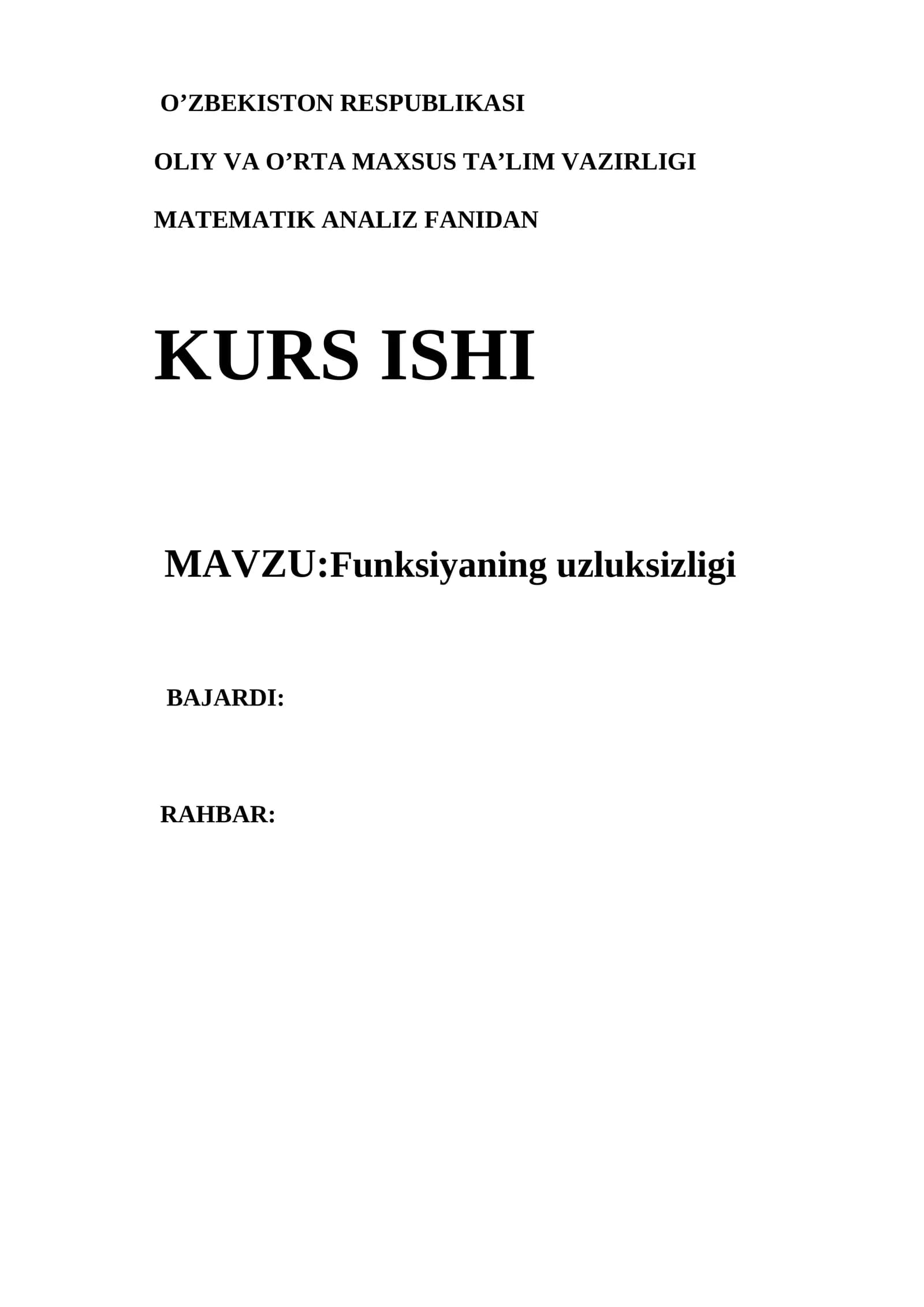 Funksiyaning uzluksizligi