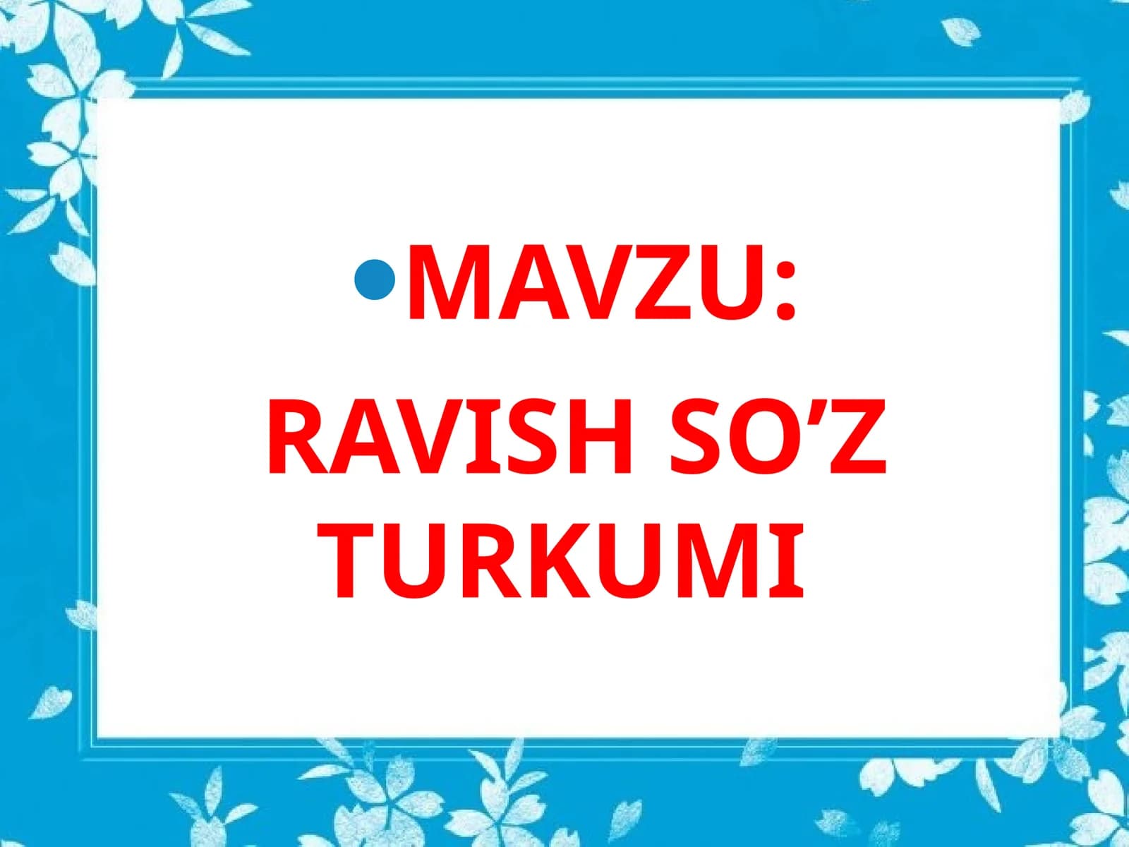 RAVISH SO'Z TURKUMI