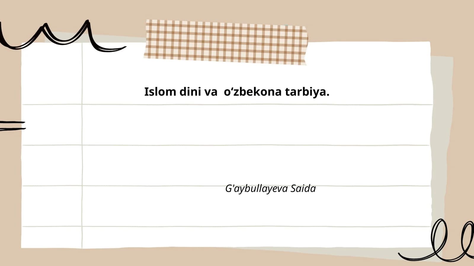 Islom dini va o'zbekona tarbiya
