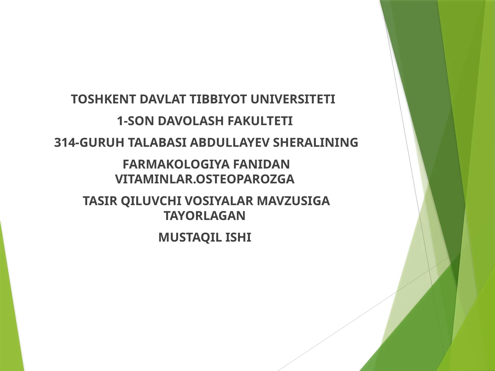 VITAMINLAR.OSTEOPAROZGA TASIR QILUVCHI VOSIYALAR