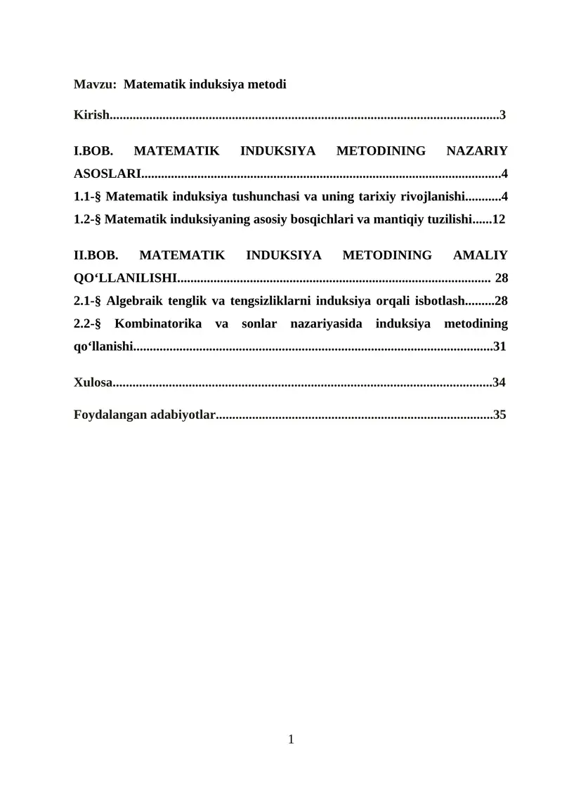 Matematik Induksiya Metodi