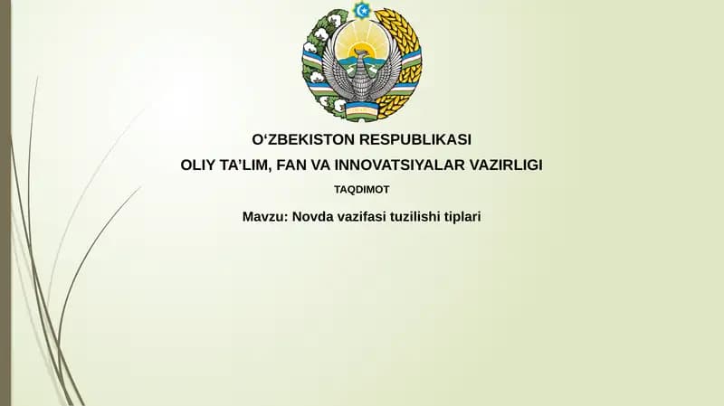 Novda vazifasi tuzilish tipalari