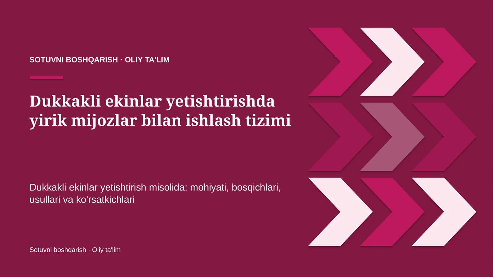 dukkakli ekinlar yetishtirishda yirik mijozlar bilan ishlash tizimi 3070