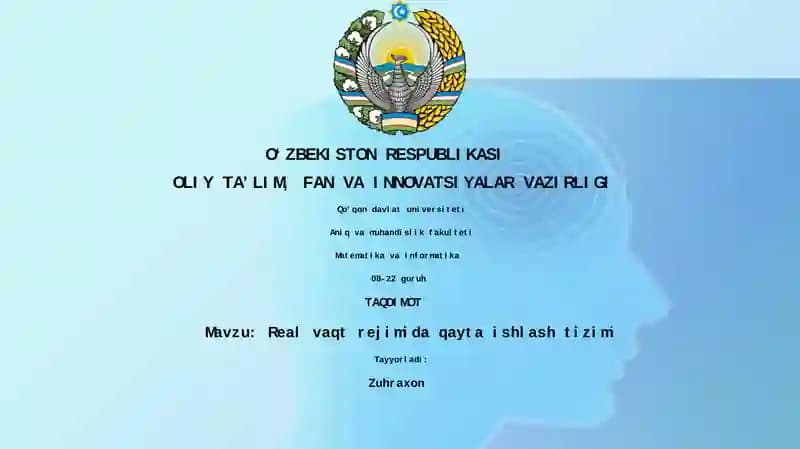 Real vaqt rejimida qayta ishlash tizimi