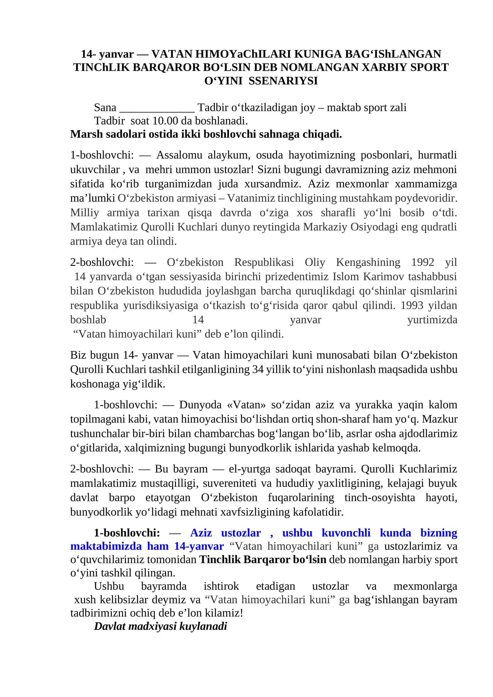 14-YANVAR SENARIYSI 2027 YIL UCHUN