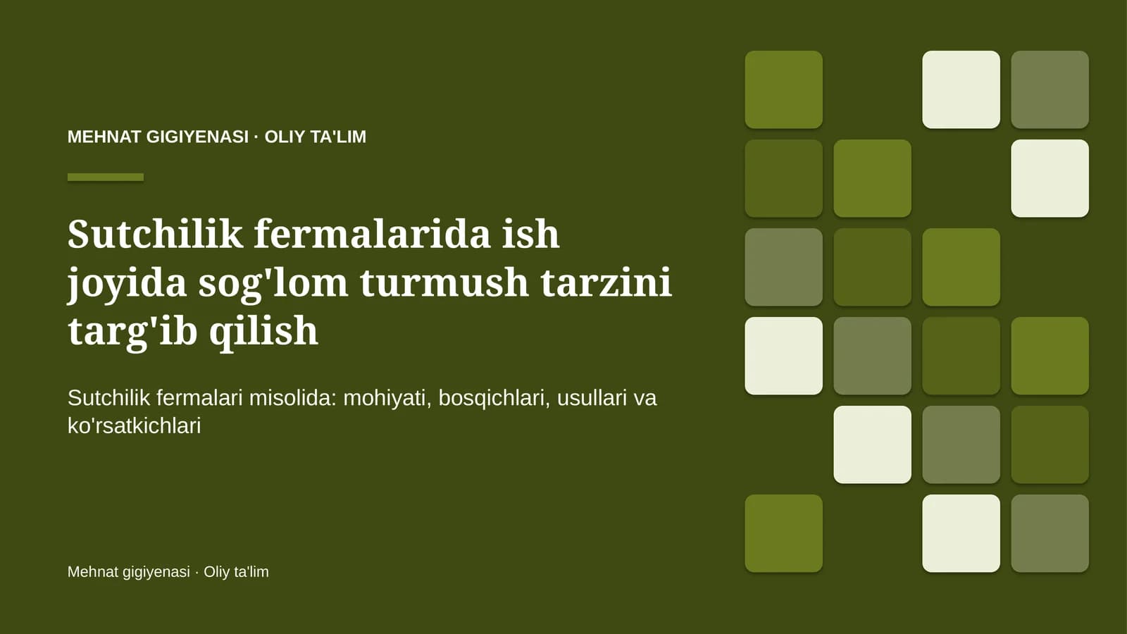 sutchilik fermalarida ish joyida sog'lom turmush tarzini targ'ib qilish 3984