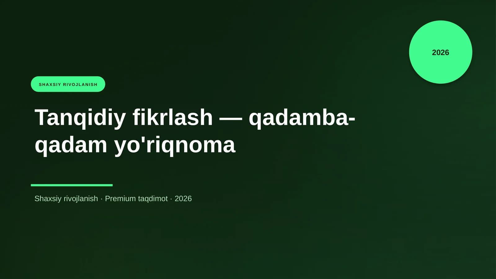 Tanqidiy fikrlash — qadamba-qadam yo'riqnoma