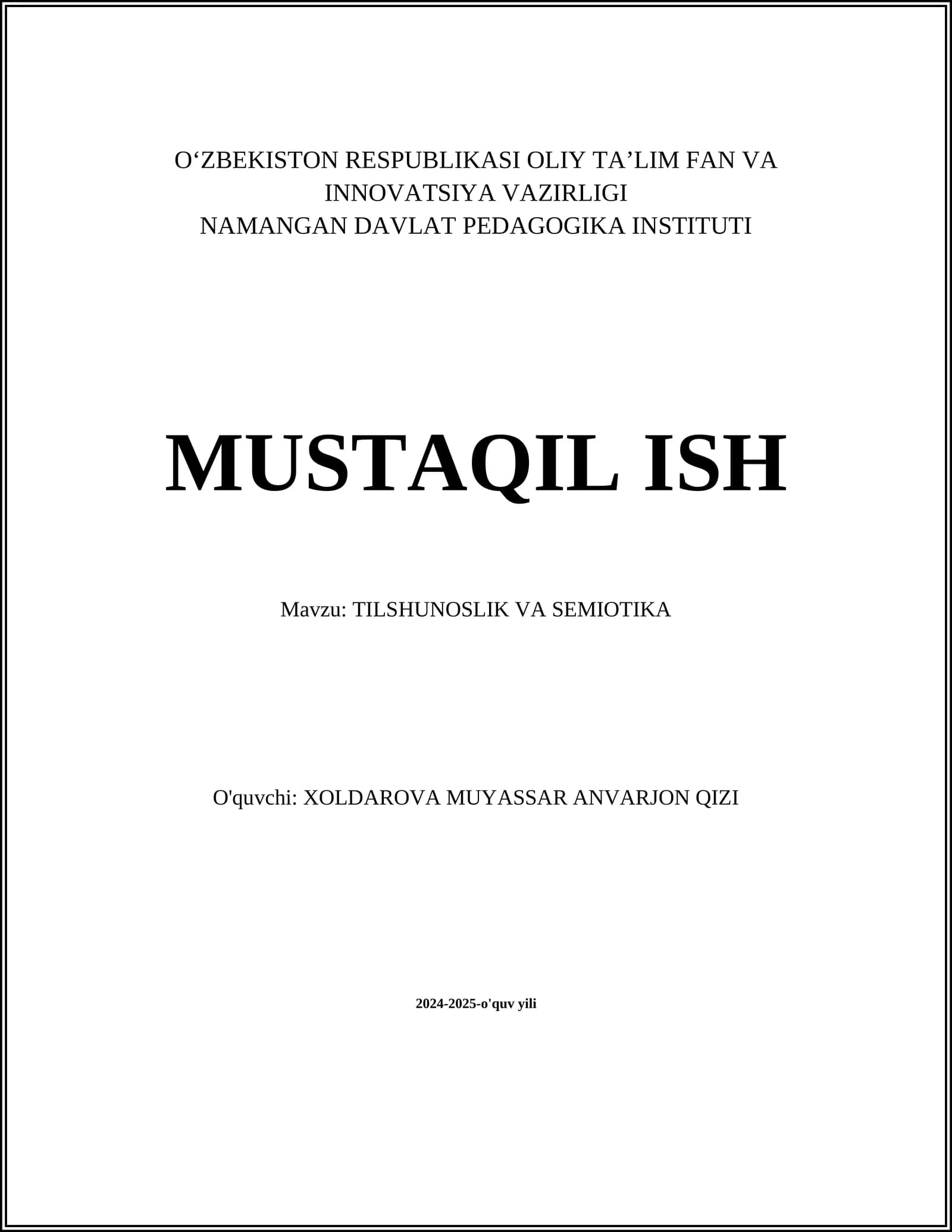 TILSHUNOSLIK VA SEMIOTIKA