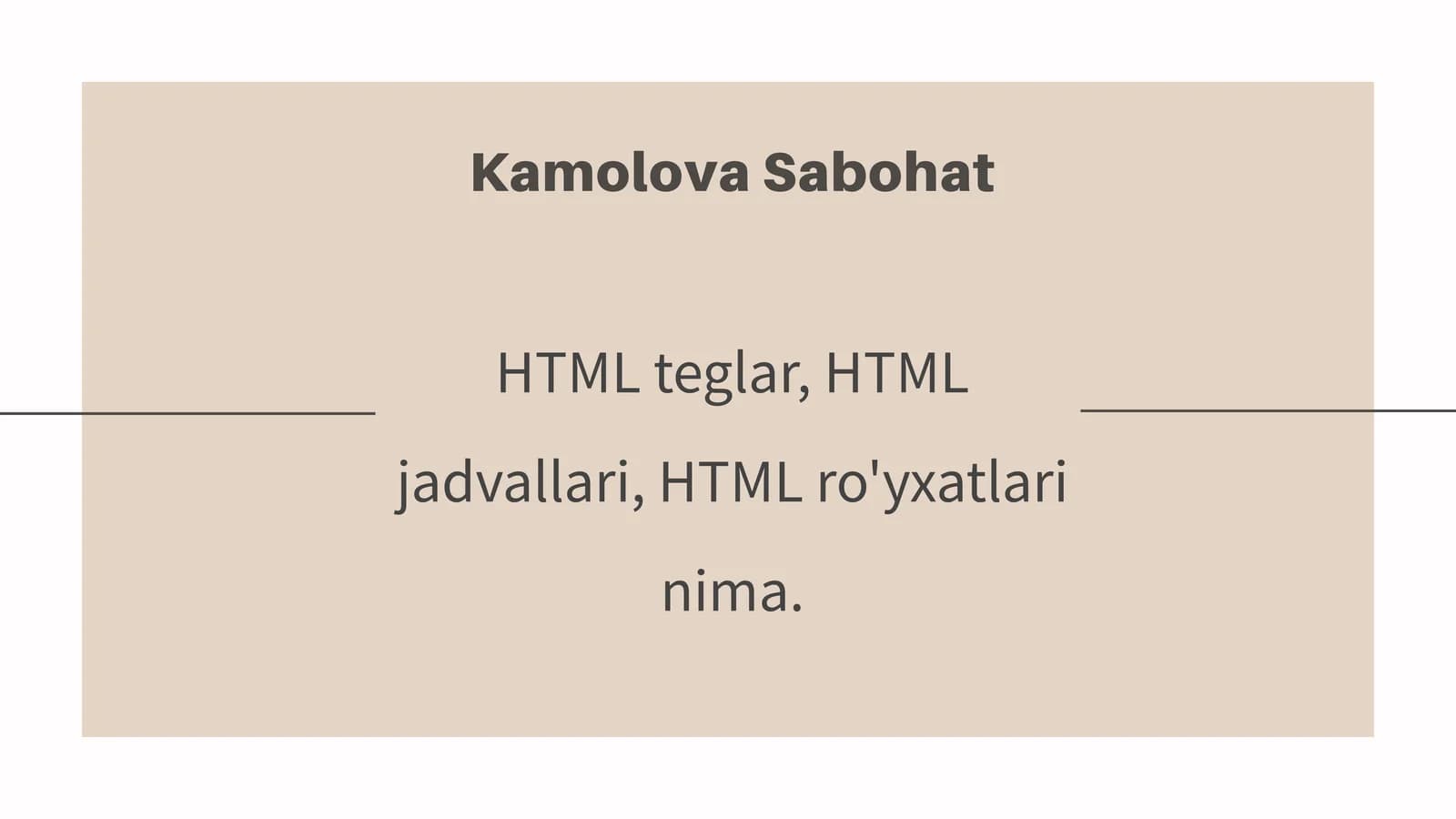 HTML Teglar