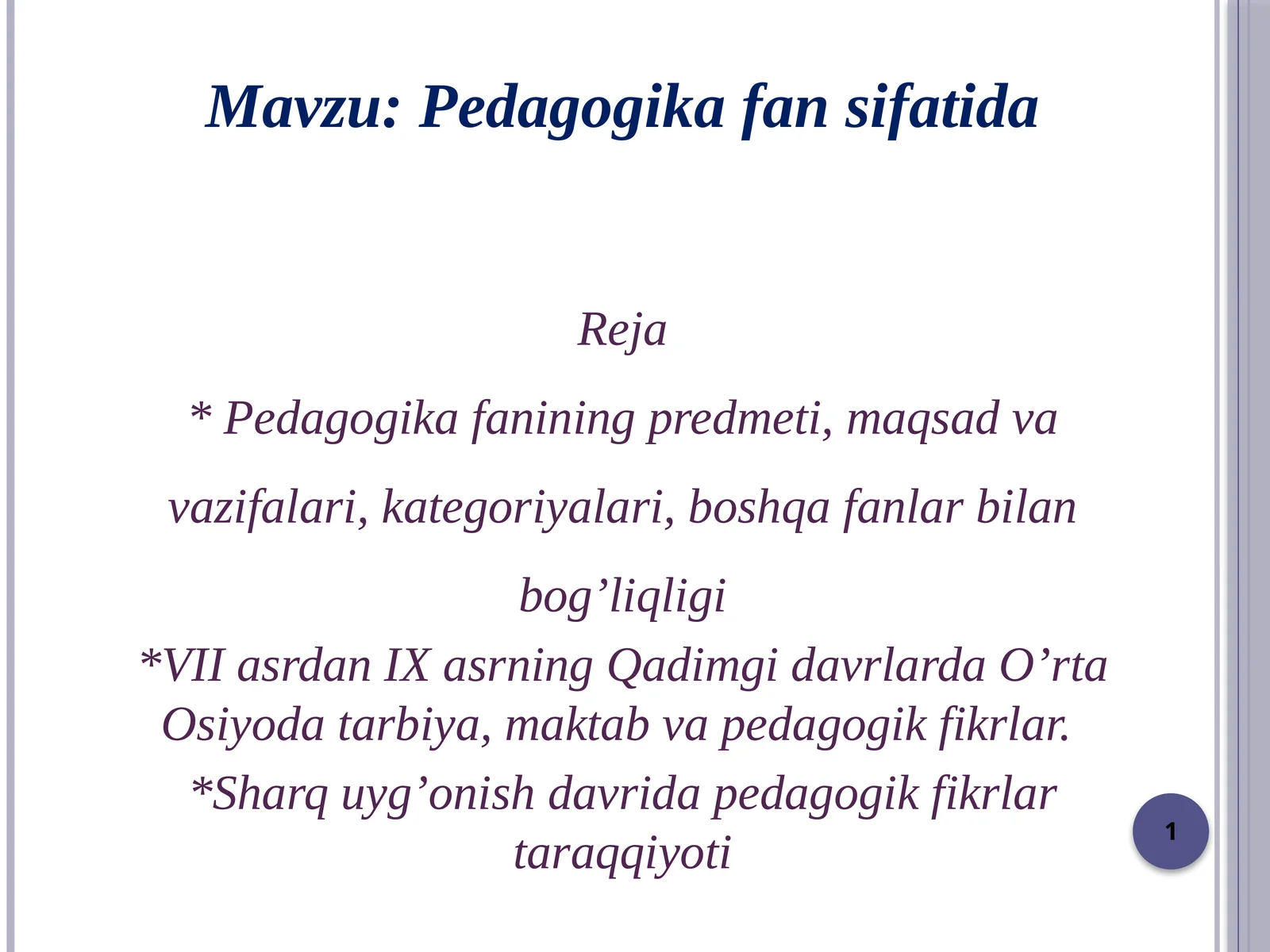 Pedagogika fanlari