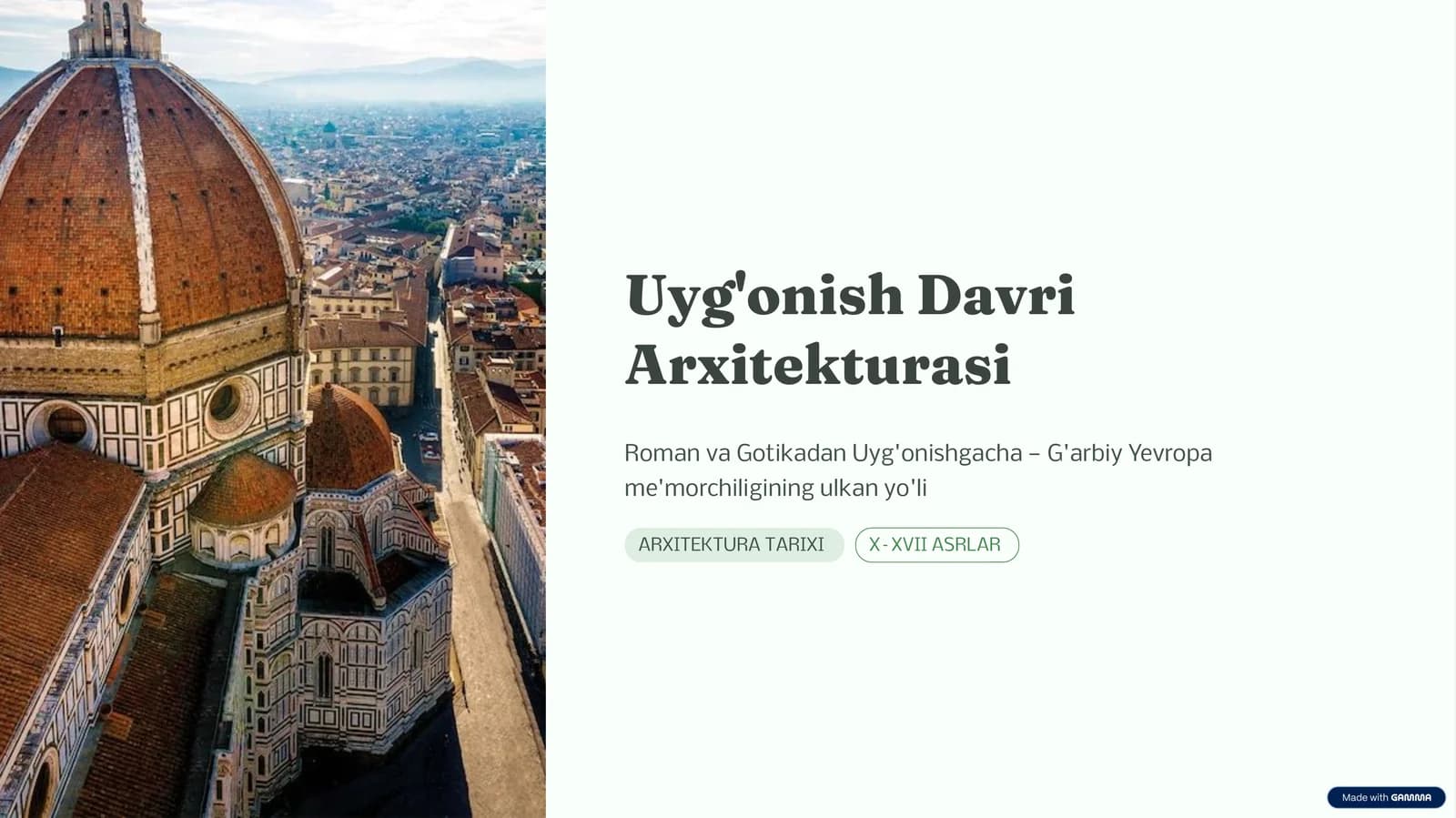 Uyg‘onish Davri Arxitekturasi | PPT