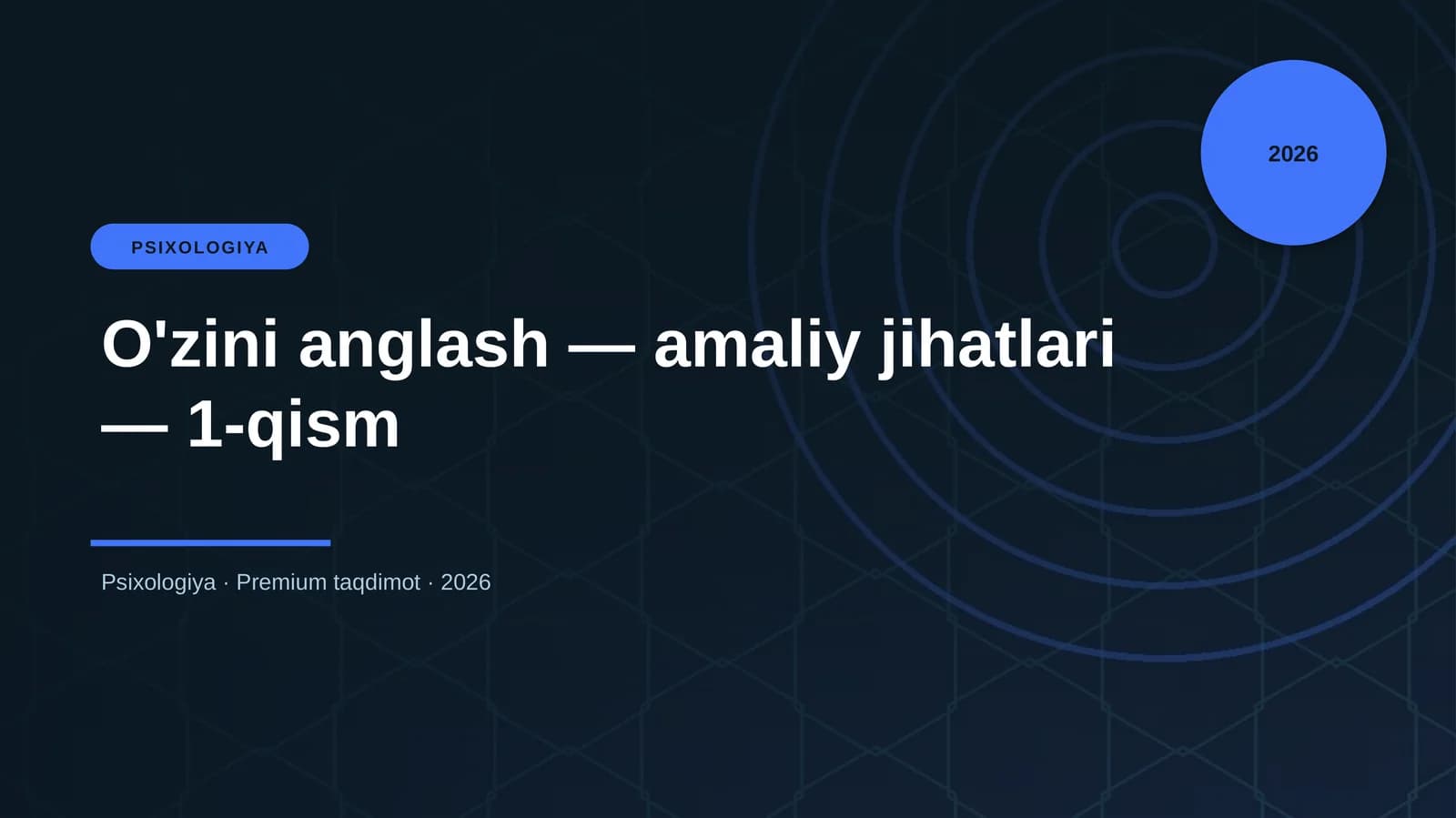 O'zini anglash — amaliy jihatlari — 1-qism