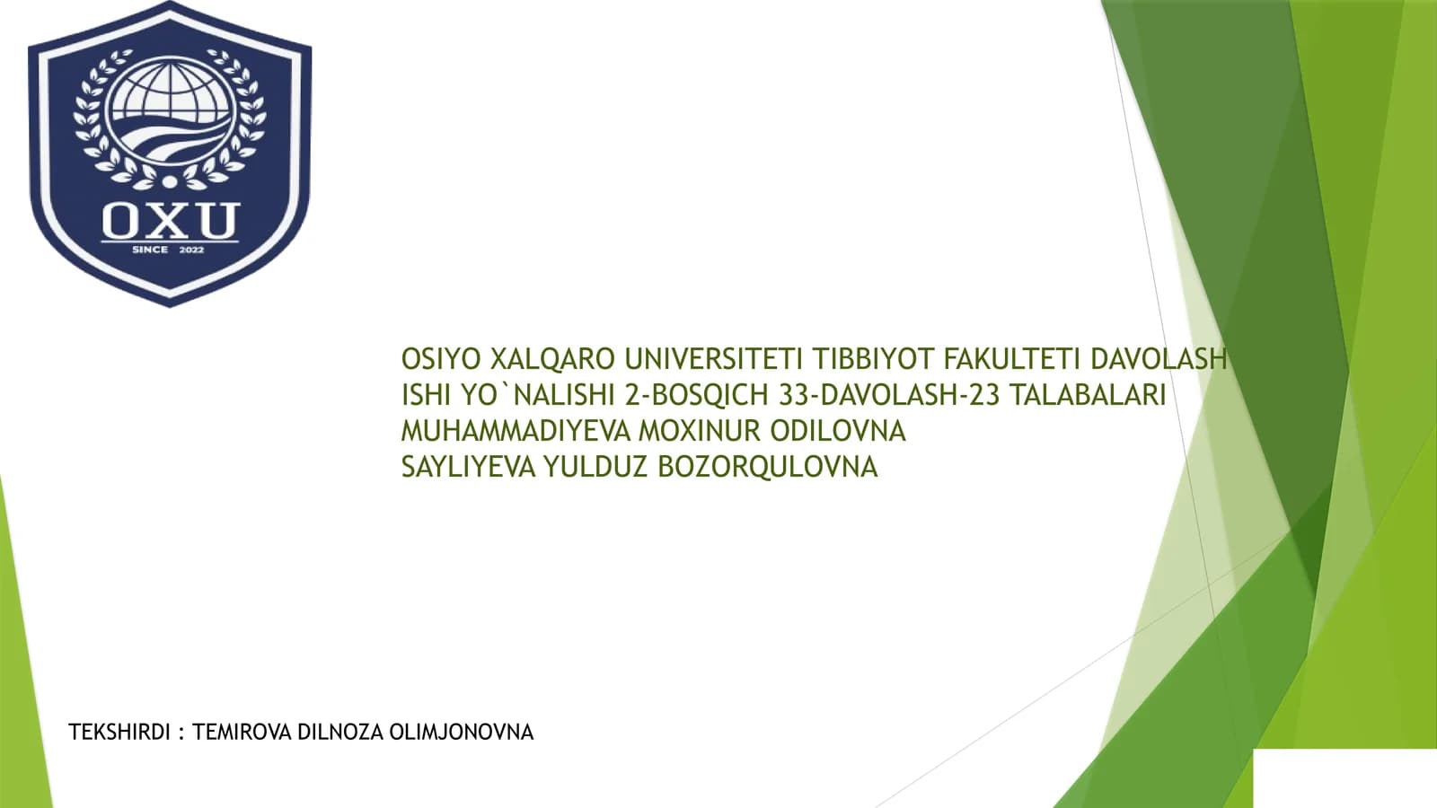 KASALXONA ICHIDA TARQALUVCHI YUQUMLI KASALLIKLAR QO`ZG`ATUVCHILARI VA ULARNING LABORATORIYADA DIAGNOSTIKASI