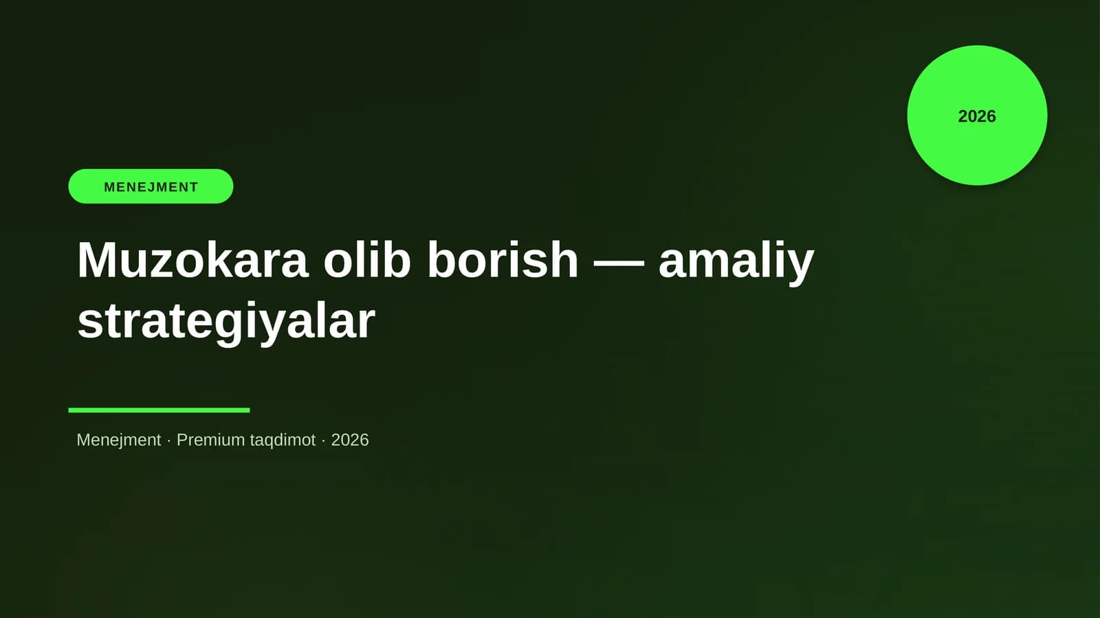 Muzokara olib borish — amaliy strategiyalar