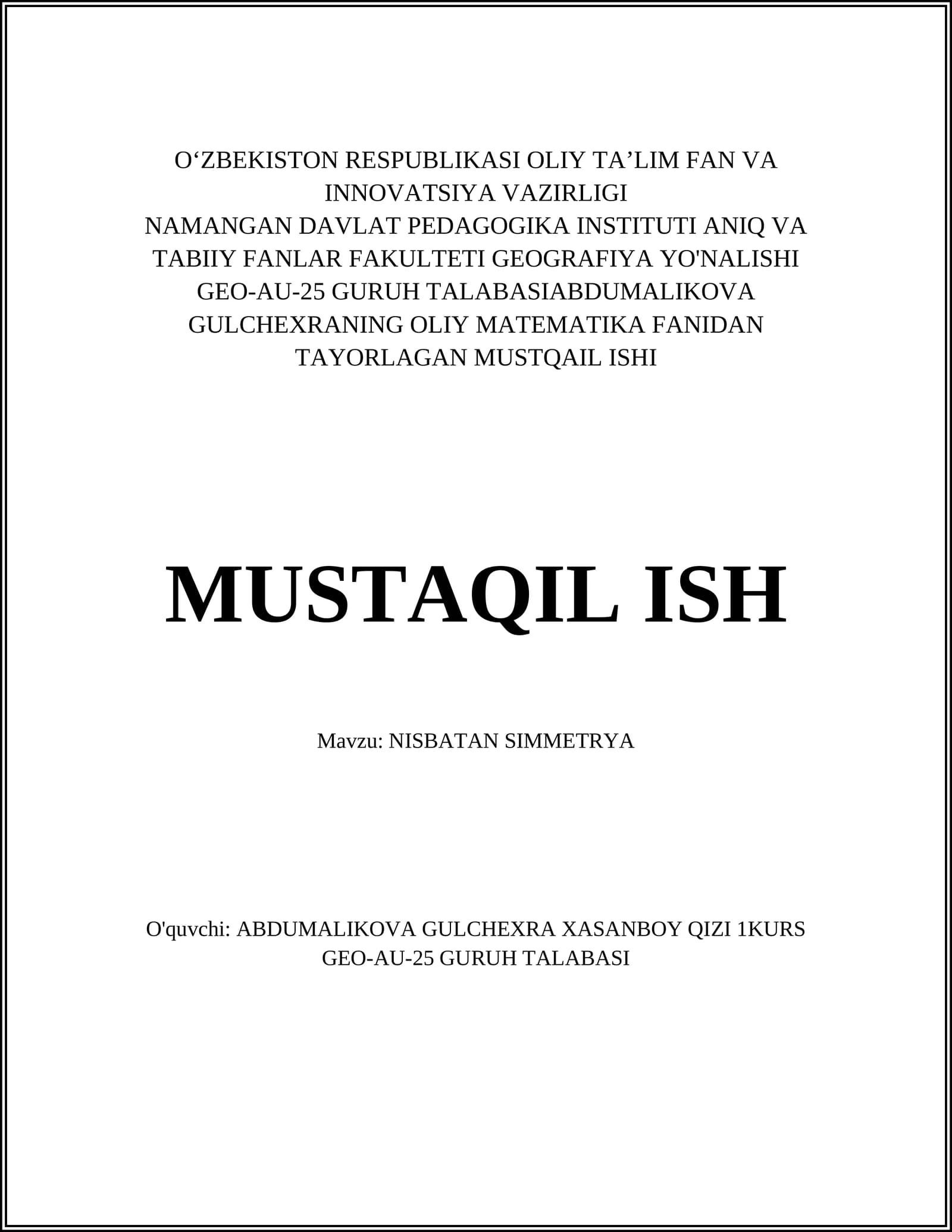 Nisbatan simmetriya