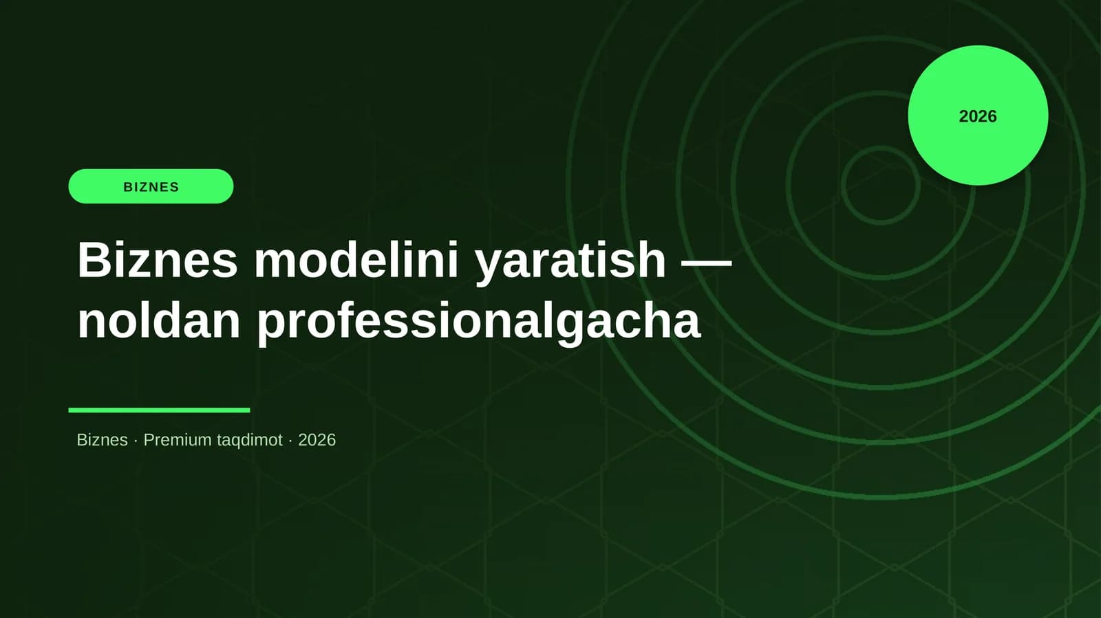 Biznes modelini yaratish — noldan professionalgacha