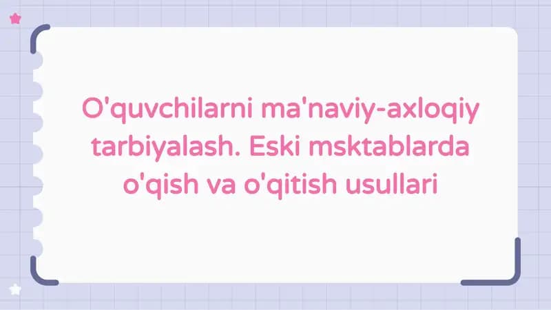 Ma’naviy-axloqiy tarbiyaga kirish