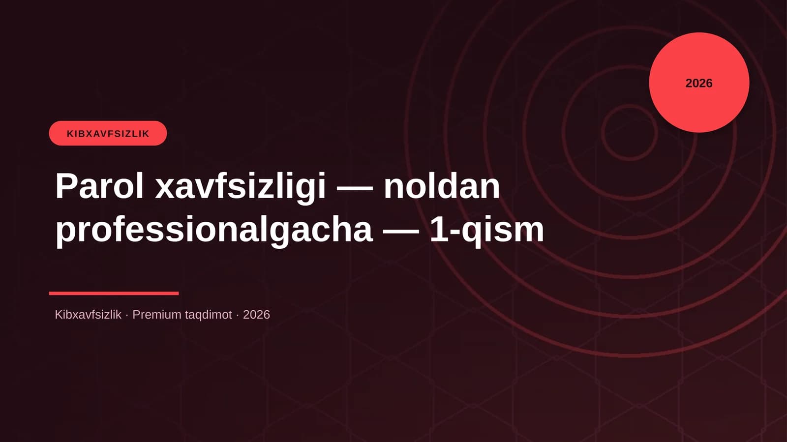 Parol xavfsizligi — noldan professionalgacha — 1-qism