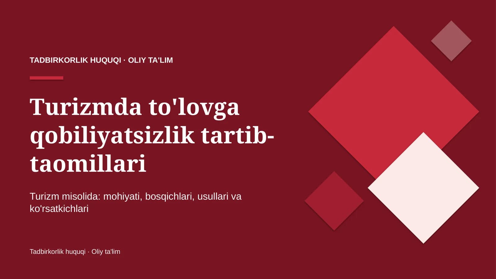 turizmda to'lovga qobiliyatsizlik tartib taomillari 8387