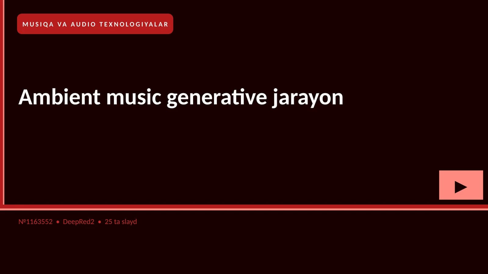 MUSIQA VA AUDIO TEXNOLOGIYALAR