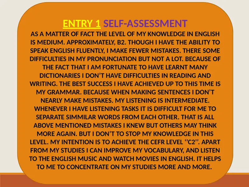 SELF-ASSESSMENT