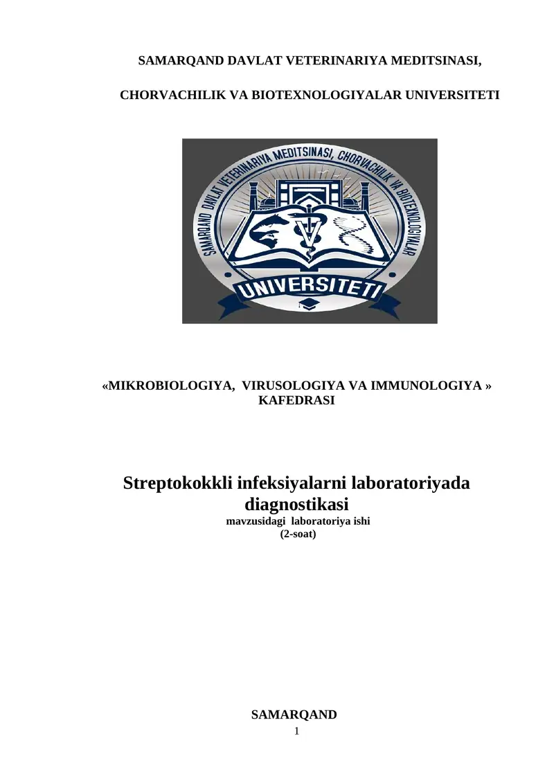 Streptokokkli infeksiyalarni laboratoriyada diagnostikasi