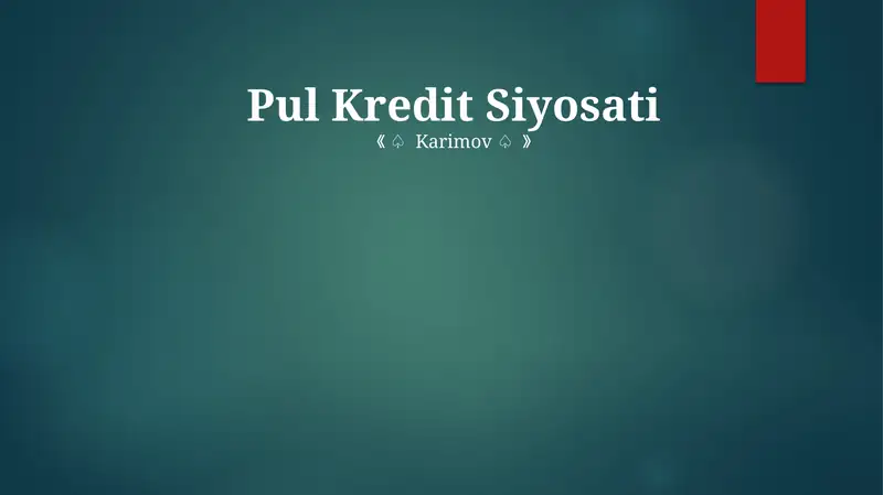 Pul Kredit Siyosati