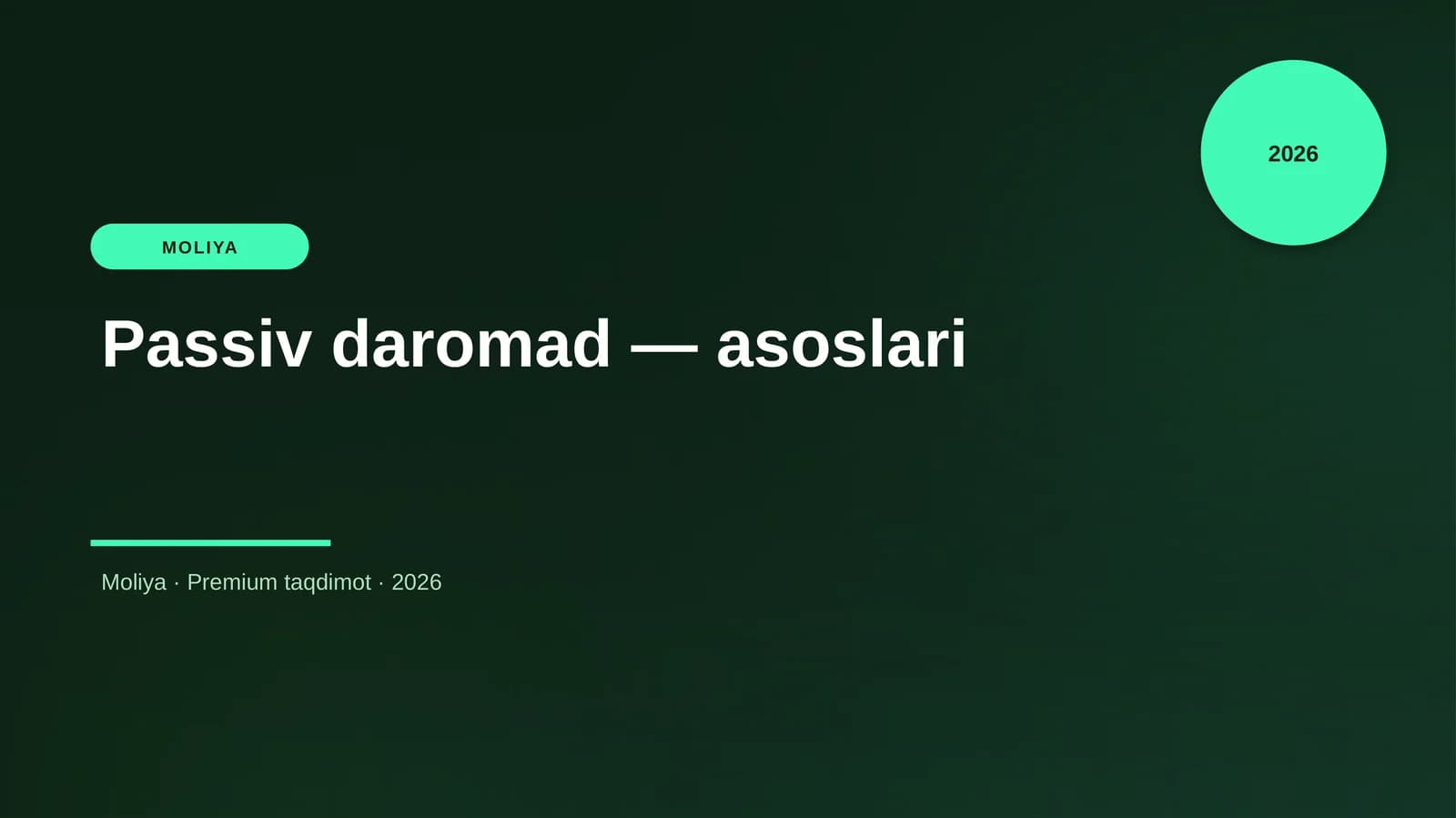Passiv daromad — asoslari