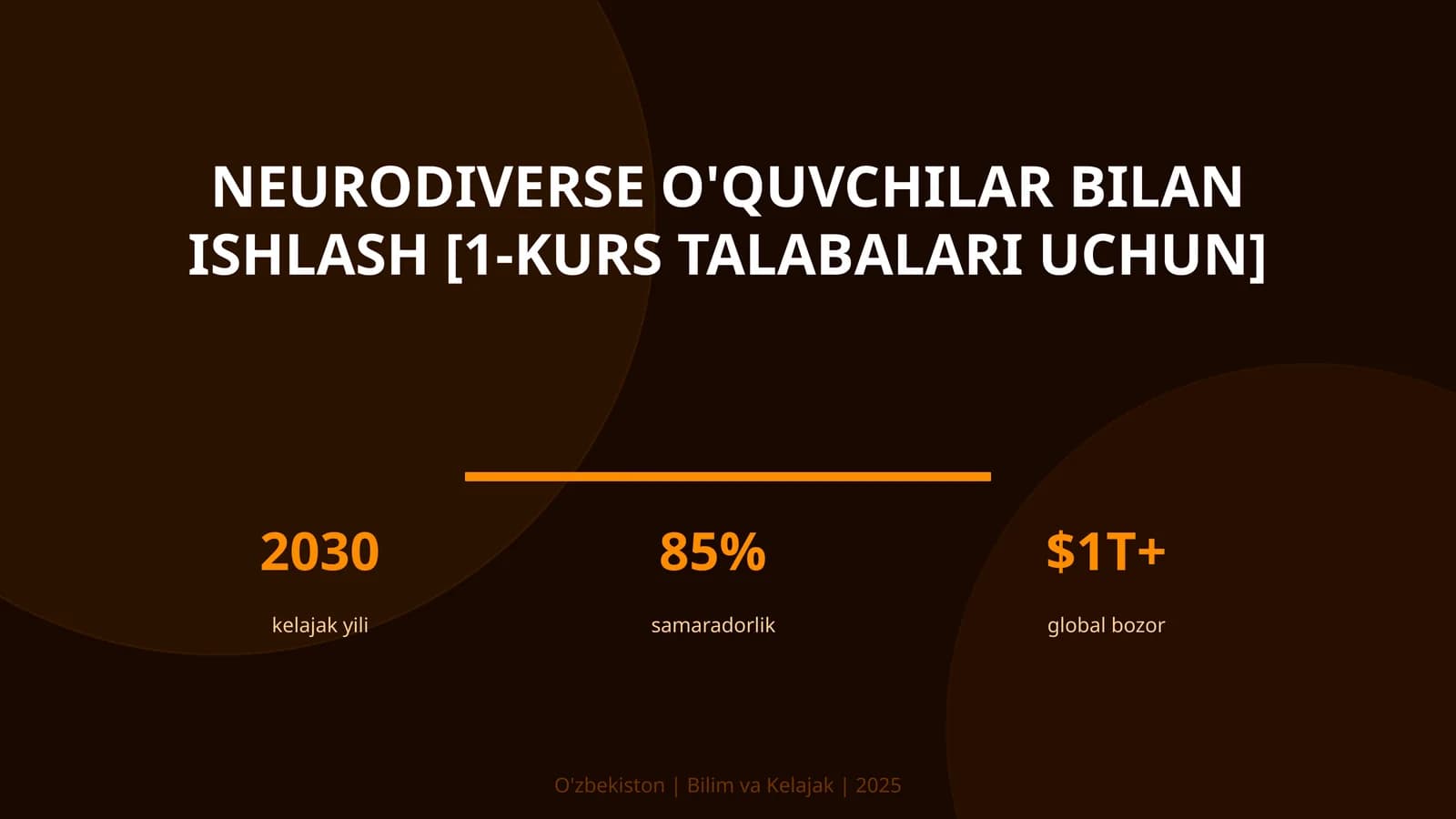 Neurodiverse o'quvchilar bilan ishlash [1-kurs talabalari uchun]