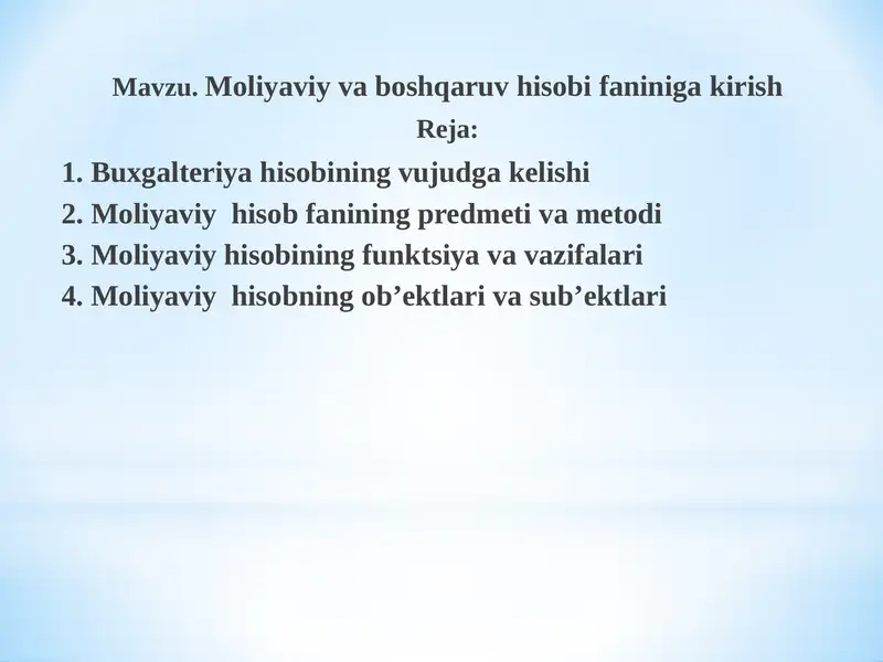 Moliyaviy va boshqaruv hisobi