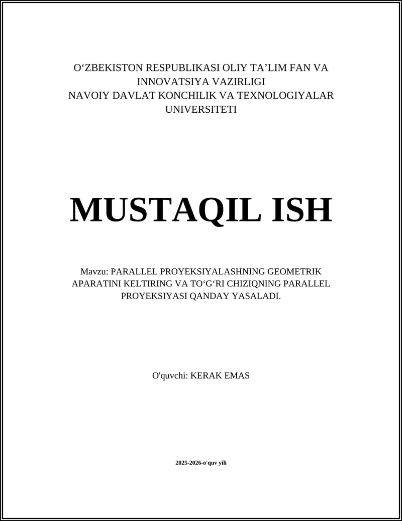 PARALLEL PROYEKSIYALASH