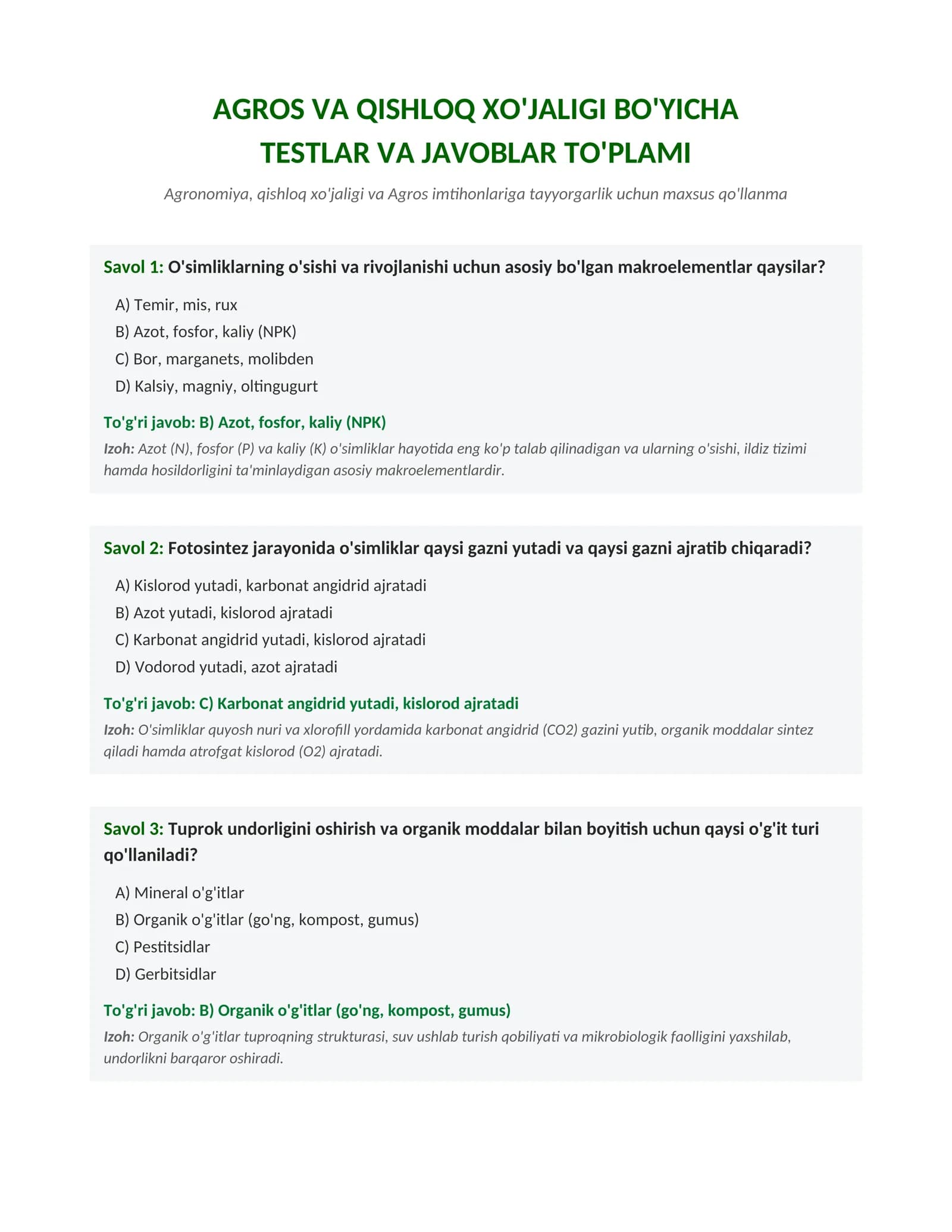 Agros_Testlar_Javoblari_Bilan