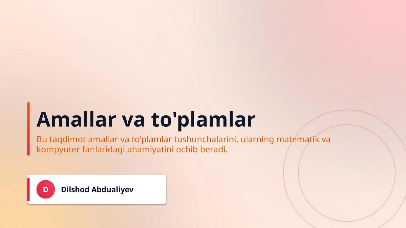 Amallar va to'plamlar