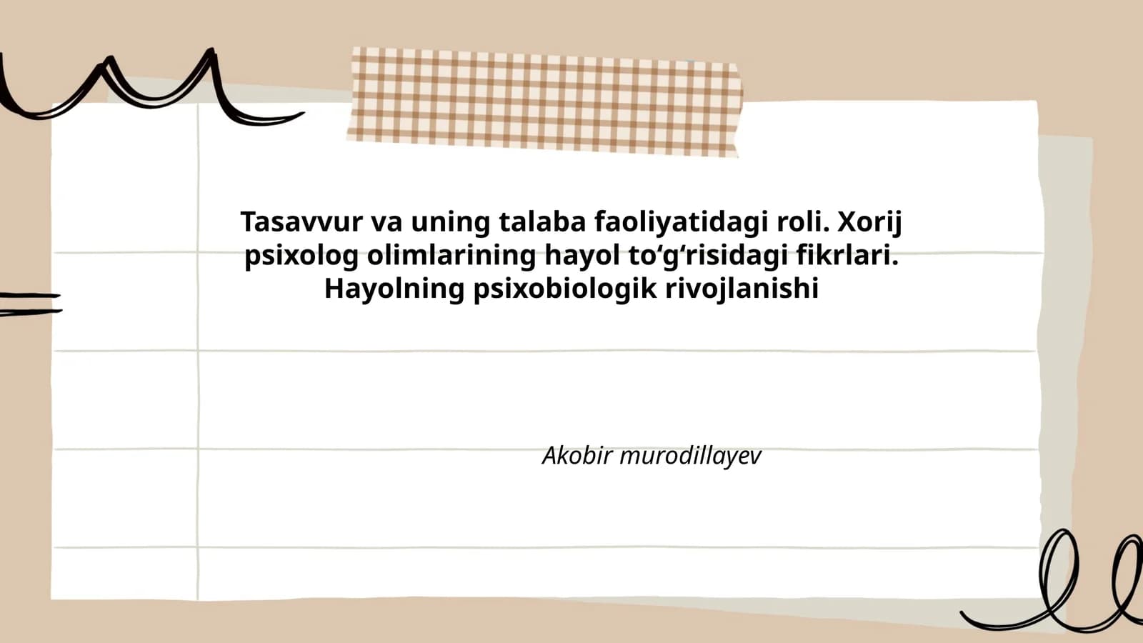 Tasavvur va uning talaba faoliyatidagi roli