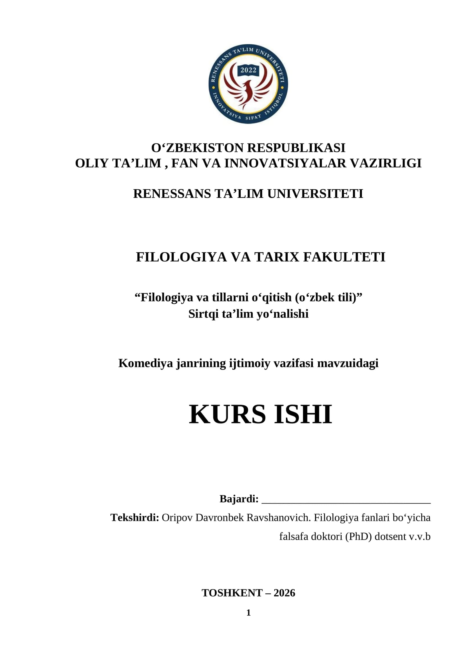 Komediya janrining ijtimoiy vazifasi