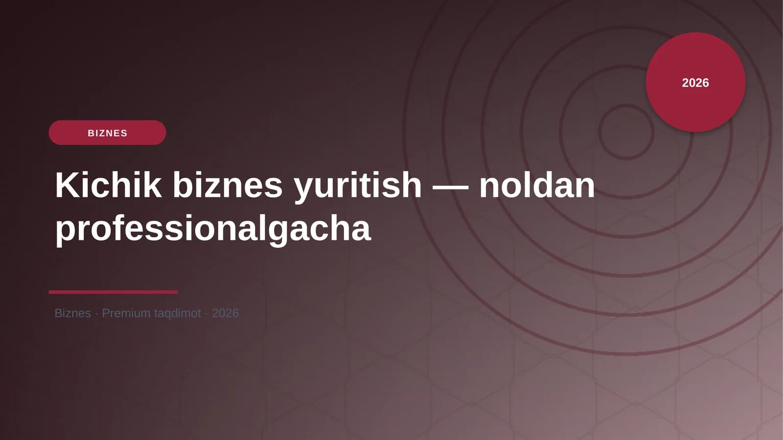 Kichik biznes yuritish — noldan professionalgacha