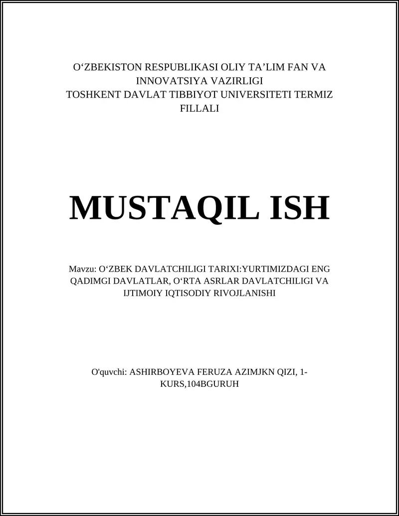 Oʻzbek davlatchligi tarixi