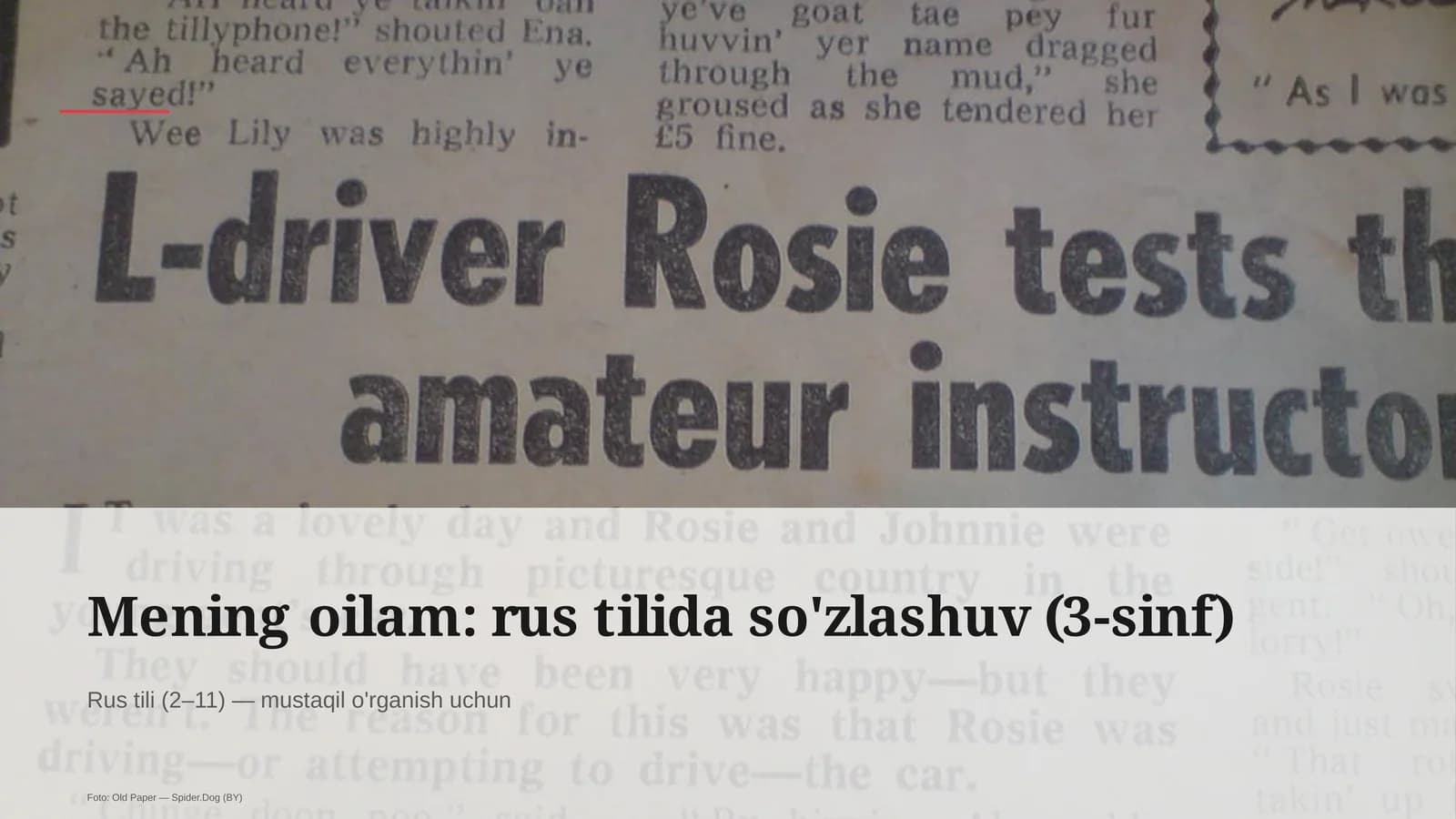Mening oilam: rus tilida so'zlashuv (3-sinf)