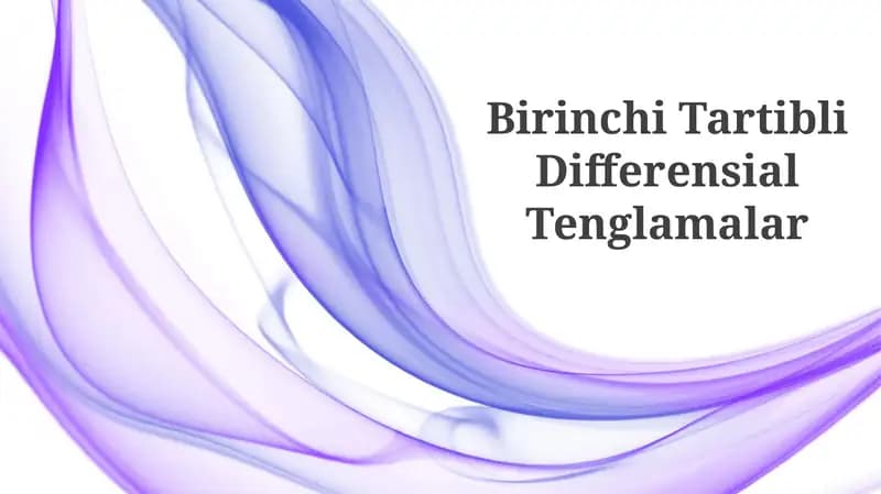 Birinchi Tartibli Differensial Tenglamalar