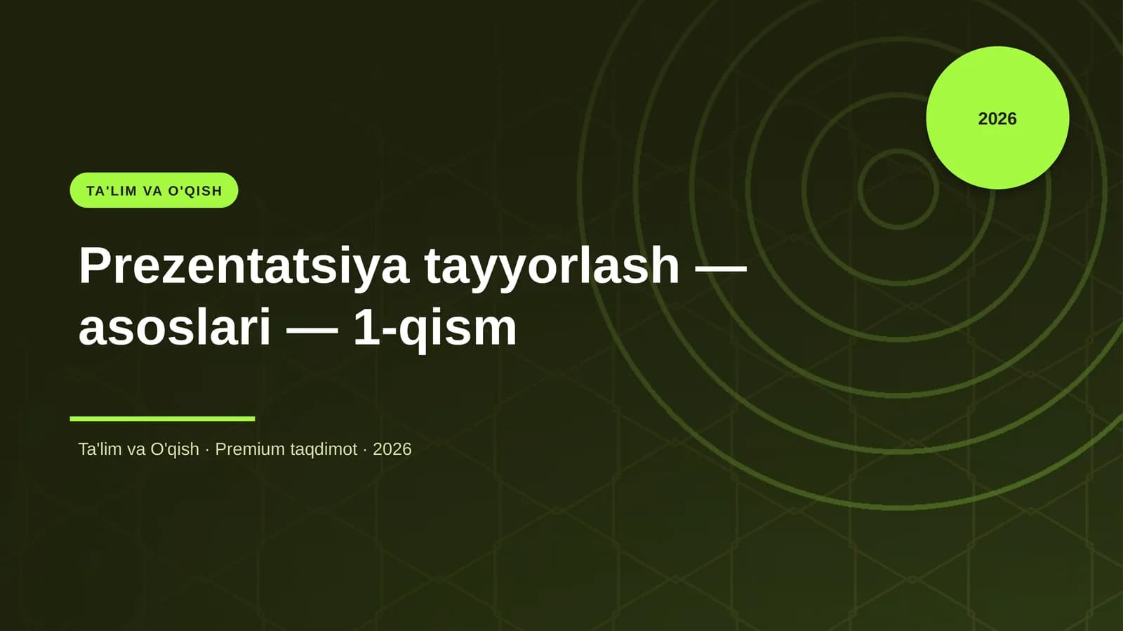 Prezentatsiya tayyorlash — asoslari — 1-qism