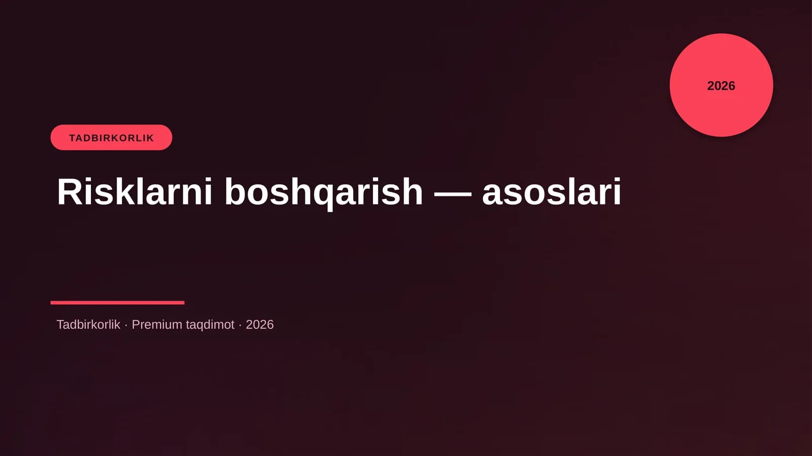 Risklarni boshqarish — asoslari
