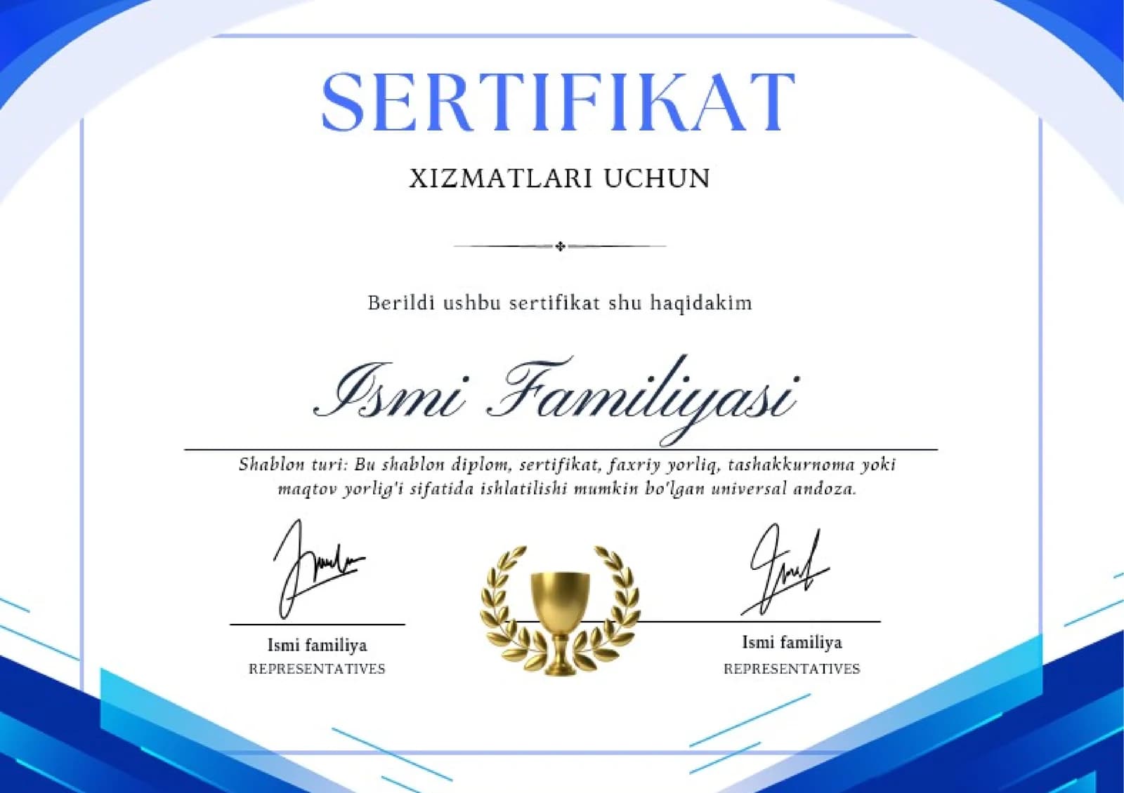 Sertifikat shablonlari